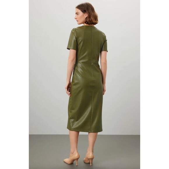 Shoshanna Green Faux Leather Rhea Dress Sz 12 - Picture 3 of 9